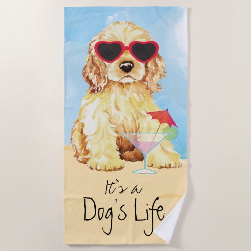 Summer Cocker Spaniel Beach Towel