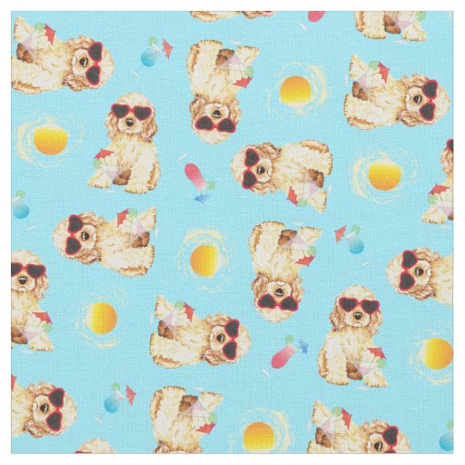Summer Cocker Spaniel Fabric