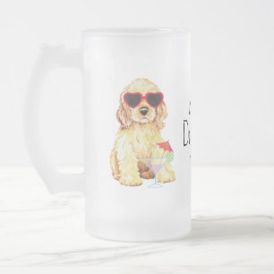 Summer Cocker Spaniel Frosted Glass Beer Mug