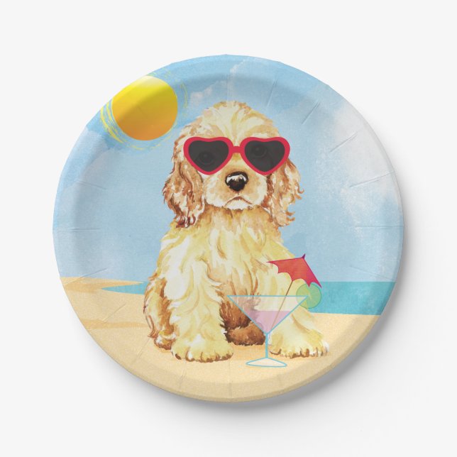 Summer Cocker Spaniel Paper Plates (Front)