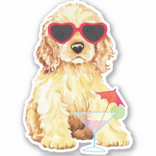 Summer Cocker Spaniel Vinyl Sticker