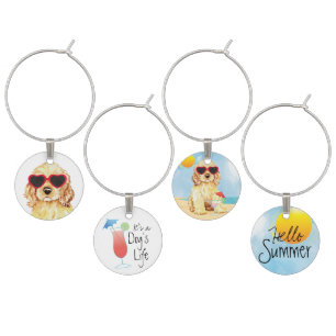 Summer Cocker Spaniel Wine Charm