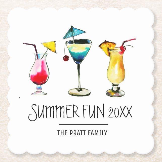Summer Cocktail custom Paper Coaster (Front)