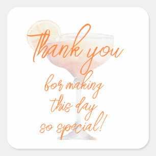 Summer Cocktail Drink Thank You Favor Square Sticker