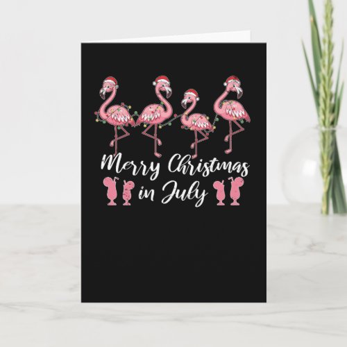 Summer Cocktail Merry Christmas In July Flamingo Card