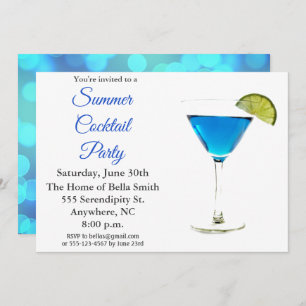 Summer Cocktail Party Blue Invitation