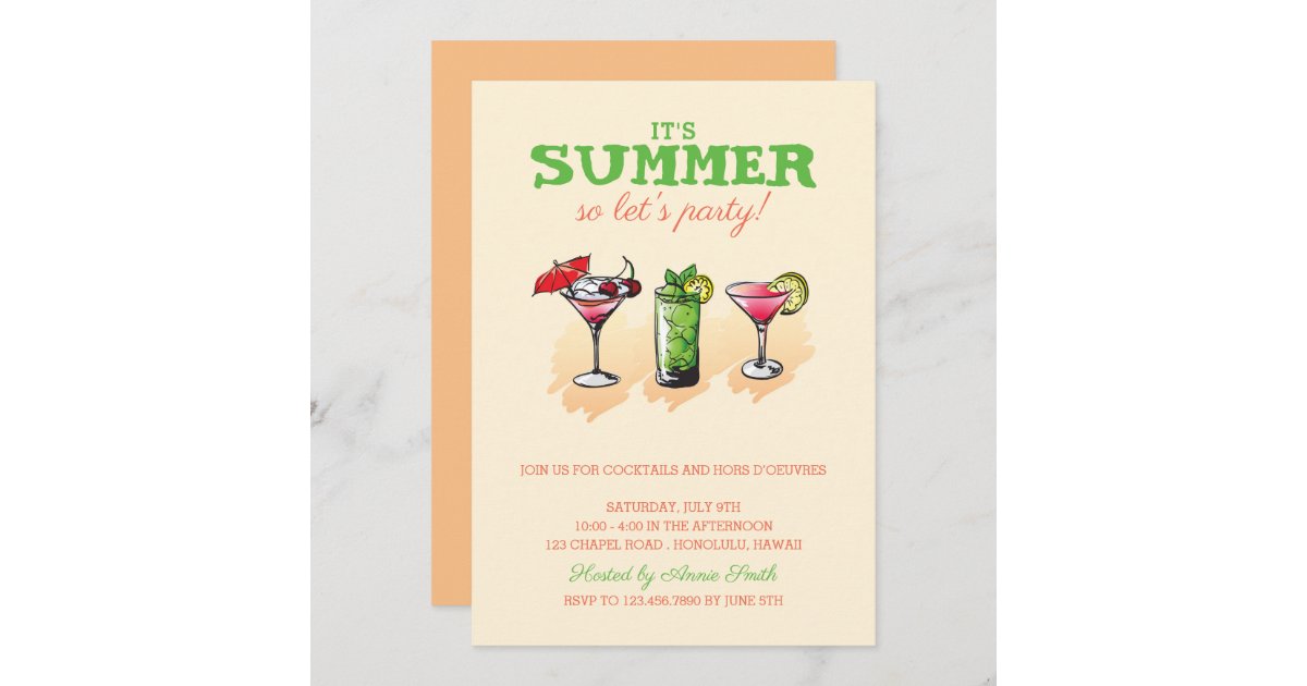 Summer Cocktail Party Invitation | Zazzle