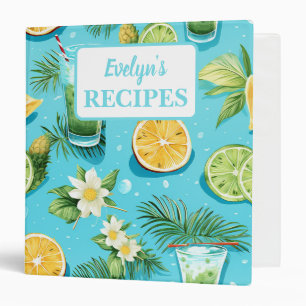 Summer Cocktail Pineapple Lemon Lime 3 Ring Binder