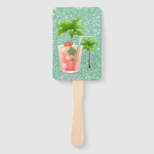 Summer Cocktail Under the Palm Trees Hand Fan