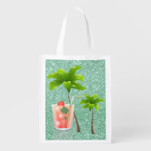 Summer Cocktail Under the Palm Trees Reusable Bag