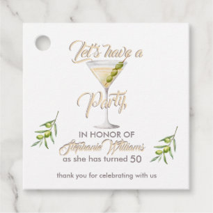 Summer Cocktail Women's 50th Birthday Party  Favor Tags