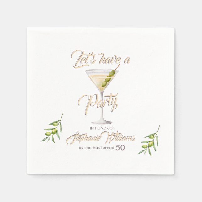 Summer Cocktail Women's 50th Birthday Party  Napkins (Front)