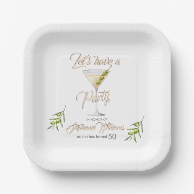 Summer Cocktail Women's 50th Birthday Party  Paper Plates (Front)