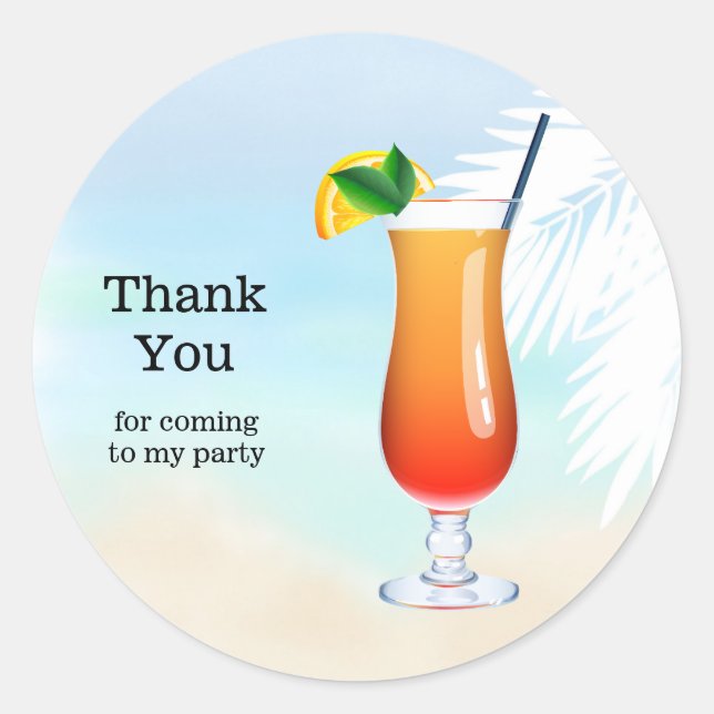 Summer Cocktails Classic Round Sticker (Front)
