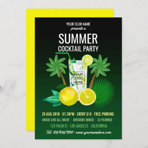 Summer Cocktails Club/Corporate Party add logo Invitation
