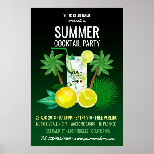 Summer Cocktails ClubCorporate Party Invitation Poster