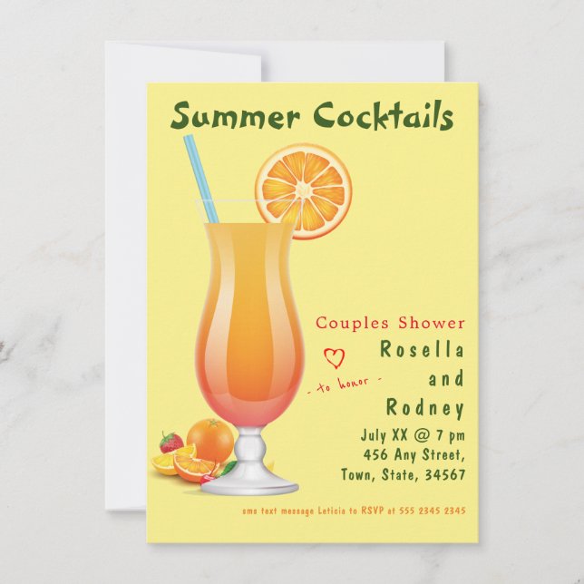 Summer Cocktails Couples Shower Invitation (Front)