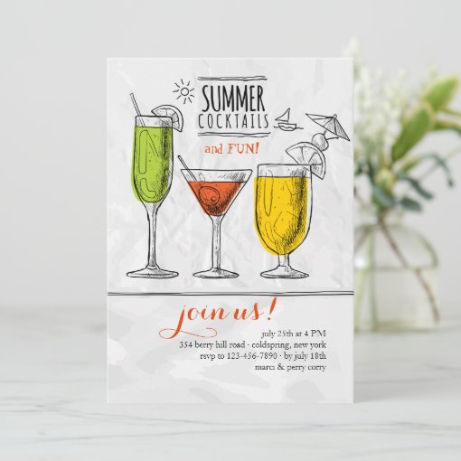 Summer Cocktails Invitation | Zazzle