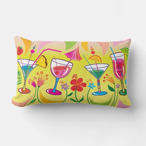 Summer Cocktails Lumbar Pillow