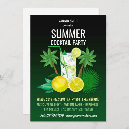 Summer Cocktails Party Invitation