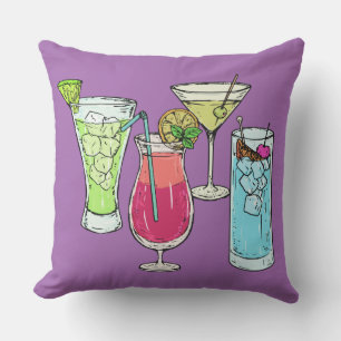 Summer Cocktails throw pillows