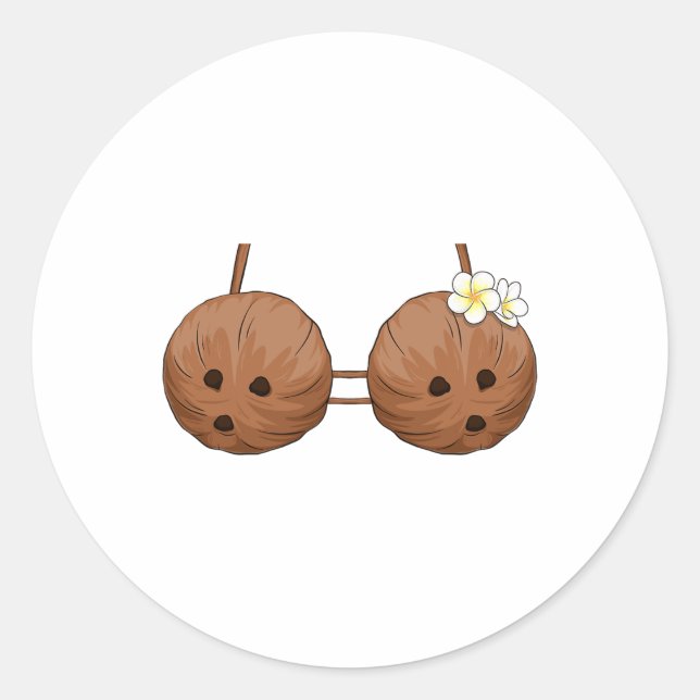 Summer Coconut Bra Halloween Costume Hawaii Aloha  Classic Round Sticker (Front)