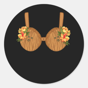 Summer Coconut Bra Halloween Costume Hawaii Hawaii Classic Round Sticker