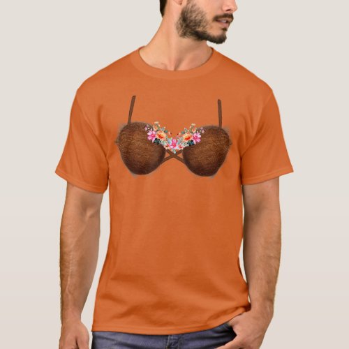 Summer Coconut Bra Hawaii Luau Flowery Costume Fun T_Shirt