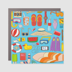 Summer Collection: Beach Illustration Items. Car Magnet