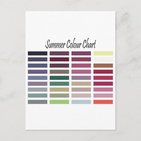 Summer Color Chart Postcard