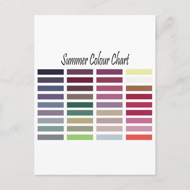 Summer Color Chart Postcard (Front)
