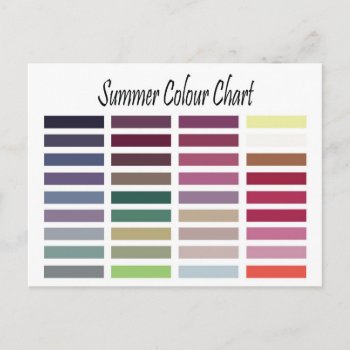 Summer Color Chart Postcard by Angel86 at Zazzle