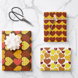 Summer Color Heart Shape Jigsaw Puzzle Wrapping Paper Sheets