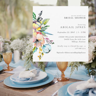 Summer Colorful Floral Square Bridal Shower Invitation