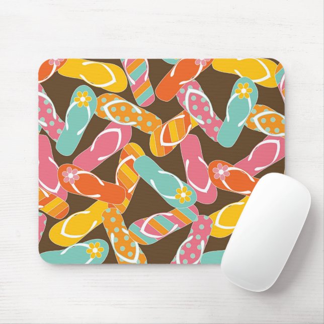 Summer Colorful Fun Beach Whimsical Flip Flops Mouse Pad (With Mouse)