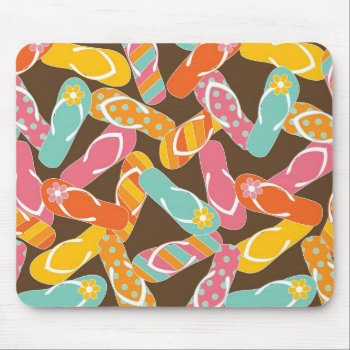 Summer Colorful Fun Beach Whimsical Flip Flops Mouse Pad by fatfatin_design at Zazzle