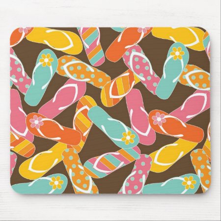 Summer Colorful Fun Beach Whimsical Flip Flops Mouse Pad