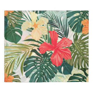 Summer colorful hawaiian seamless pattern with tro duvet cover