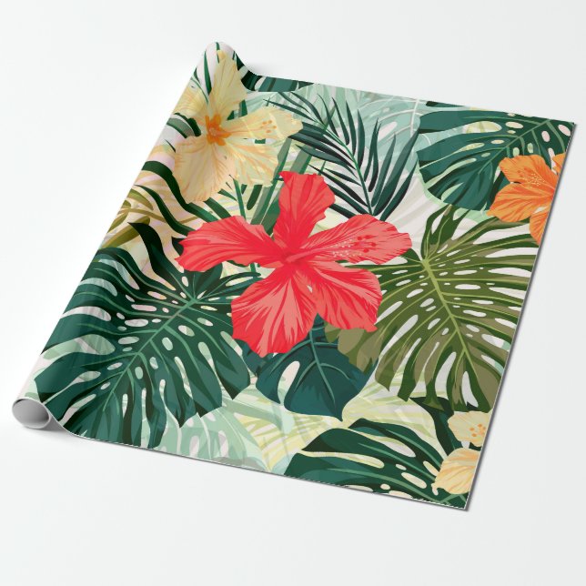 Summer colorful hawaiian seamless pattern with tro wrapping paper (Unrolled)