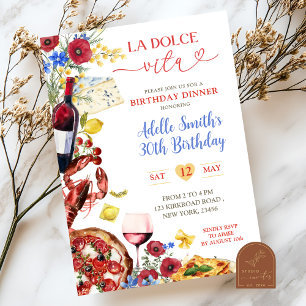 Summer Colorful Italian Birthday Dinner Invitation
