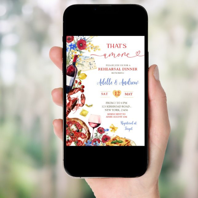 Summer Colorful Italian Rehearsal Dinner  Invitation (Front Digital)