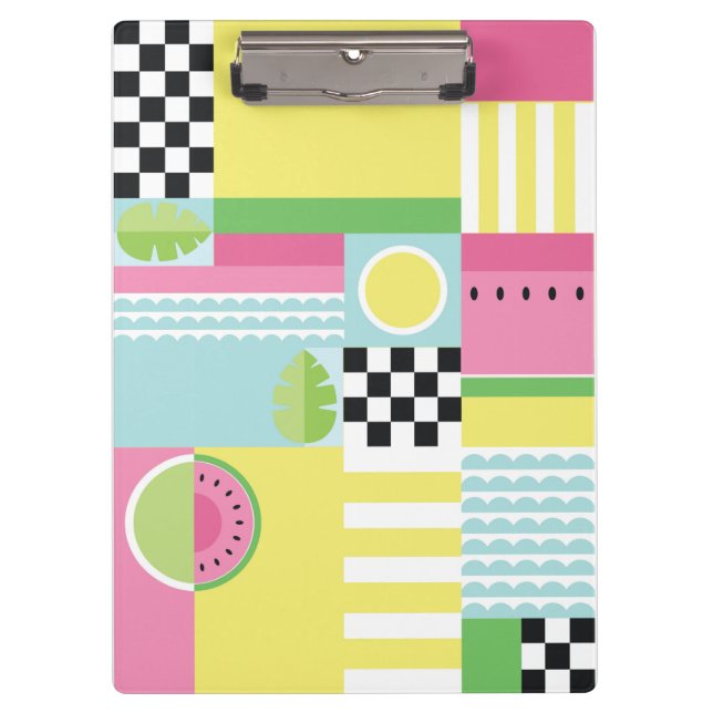 Summer colorful mosaic, watermelon kiwi fruit  clipboard (Front)