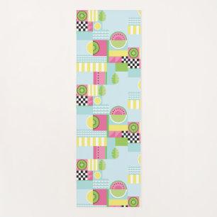 Summer colorful mosaic, watermelon kiwi fruit yoga mat