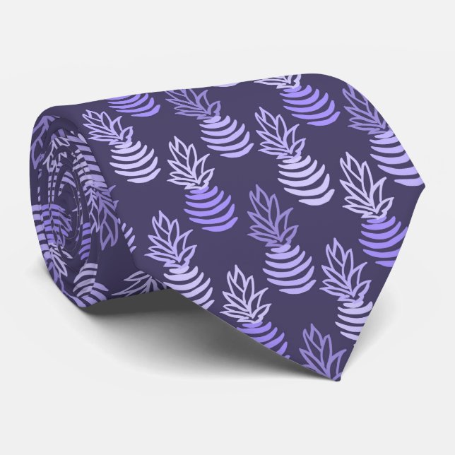 Summer colorful pineapple fruit blue pattern neck tie (Rolled)