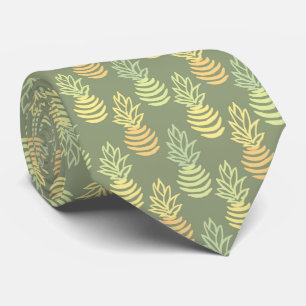 Summer colorful pineapple fruit green pattern neck tie