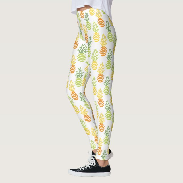 Summer colorful pineapple fruit multicolor pattern leggings (Left)