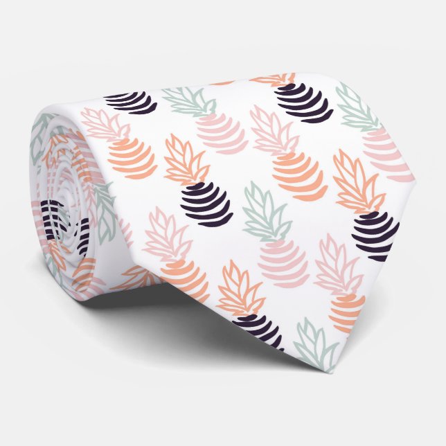 Summer colorful pineapple fruit pattern neck tie (Rolled)