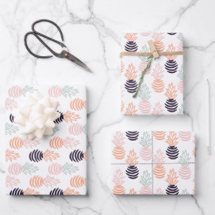 Summer colorful pineapple fruit pattern wrapping paper sheets
