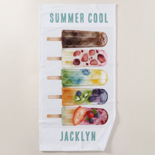 Summer Colorful Popsicle Kids  Beach Towel