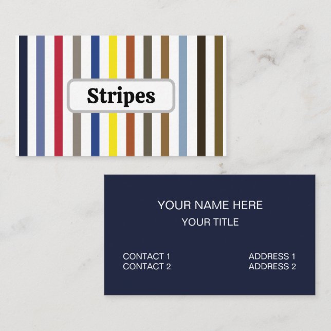 Summer Colorful Stripes  Business Card (Front/Back)